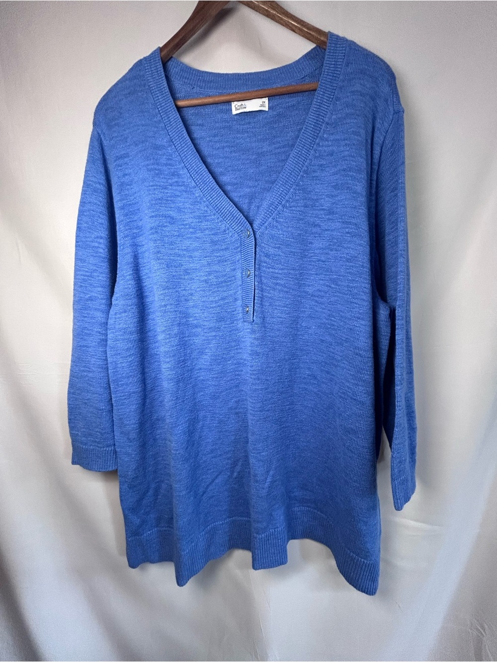 croft & barrow Blue V-Neck Henley Tunic Sweater